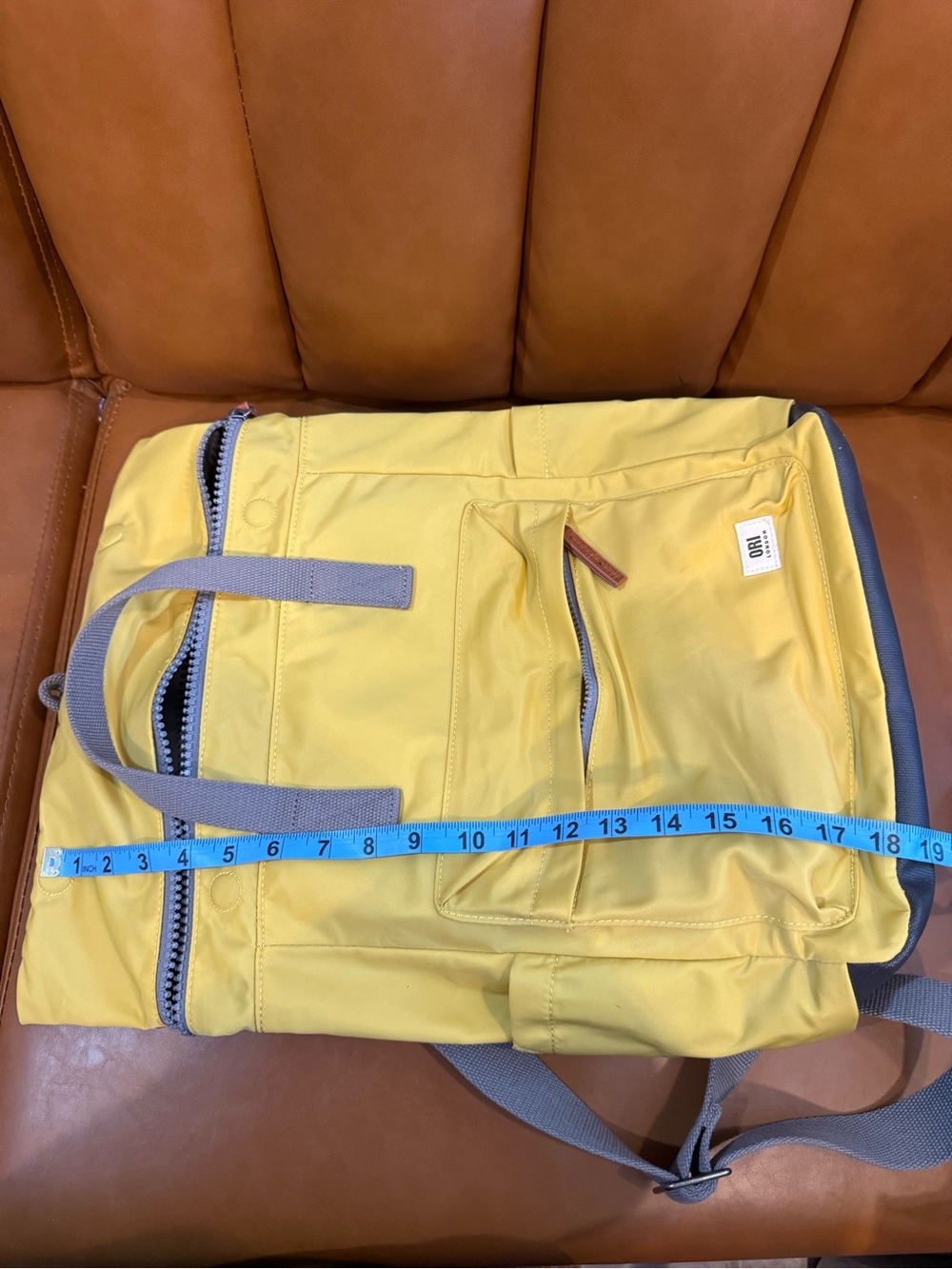 Orion London Yellow Men's Backpack with Gray Handles - Picture 10 of 11